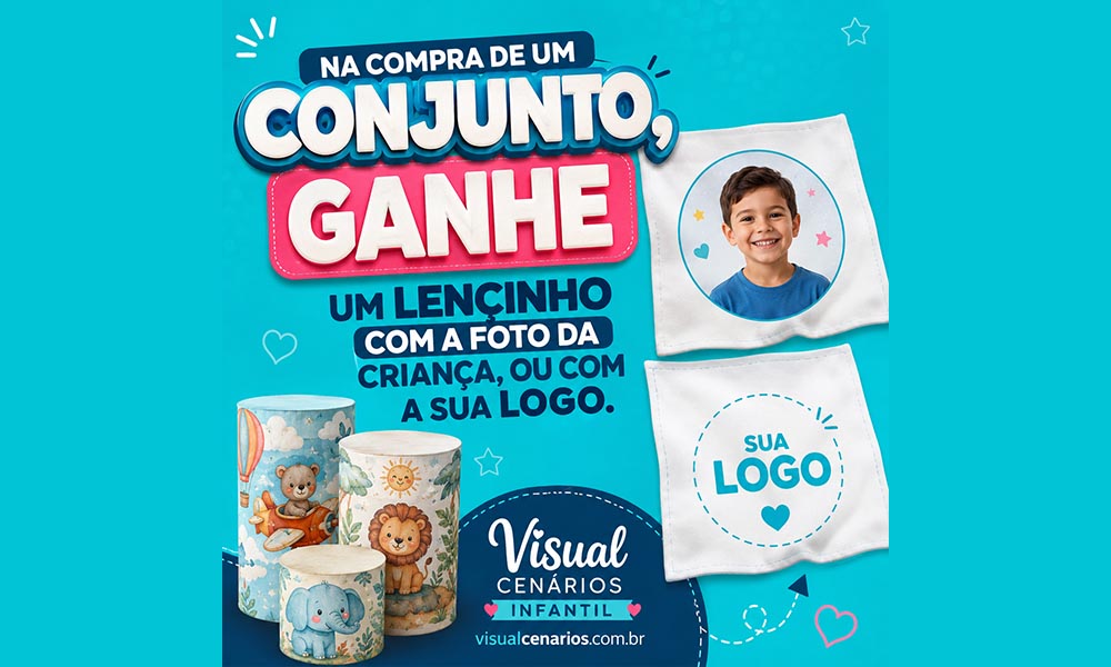 promoção compre um conjunto e ganha um lencinho com foto